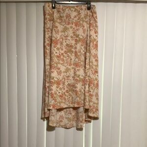 Floral High-Low Skirt in Cream, Orange and Pink